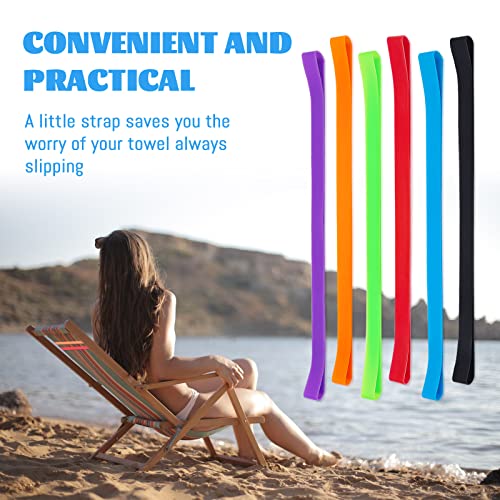 6 Pack Beach Towel Bands - Windproof Silicone Clips in 6 Colors