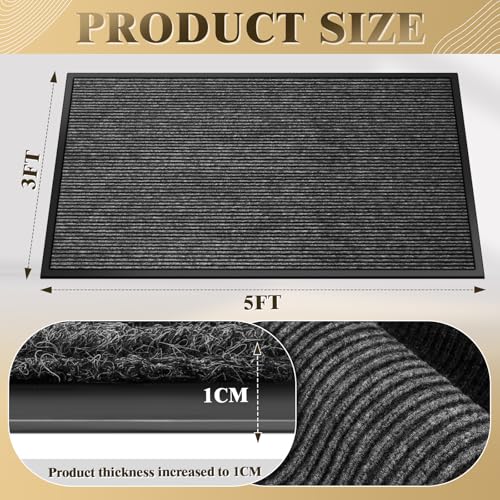 Extra Large Non-Slip Door Mat, 3x5 Feet Heavy Duty Rug, Commercial Rugs for Entryway, Covered Indoor and Outdoor, Door Mats Stain Resistant Entry Carpets for Home, Office and Mall Entrance