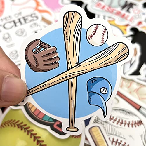 50 Pcs Baseball Sticker Pack - Waterproof Vinyl Decals for Laptops