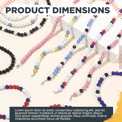 Bling Baseball Necklace - 12 Pcs Ice Beaded Necklaces - Mixed Colors
