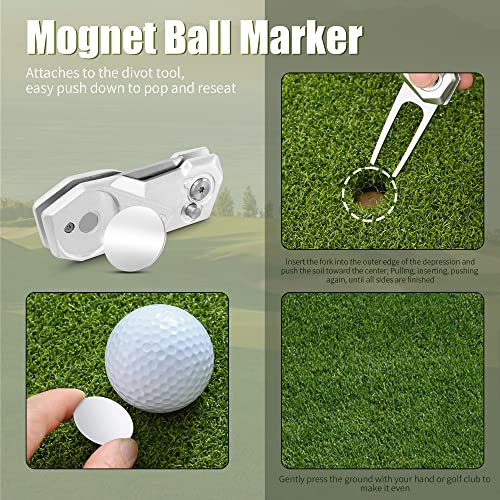 Golf Divot Repair Tool with Magnetic Ball Marker - G-Silver