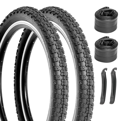 20x2.125 Inch Kids Bike Tires Set with Inner Tubes & Levers - Durable Puncture-Resistant BMX MTB Replacement