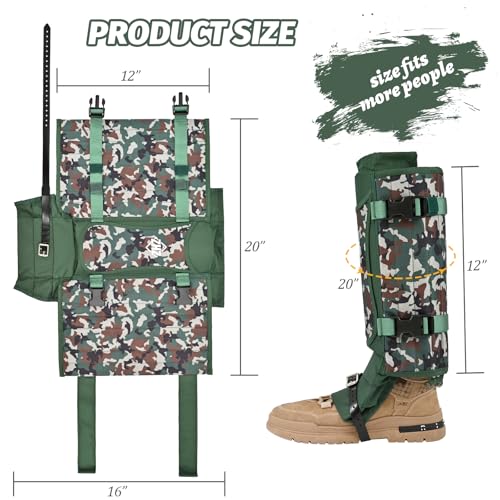 Snake Gaiters - Durable Waterproof Lower Leg Protection - Army Green