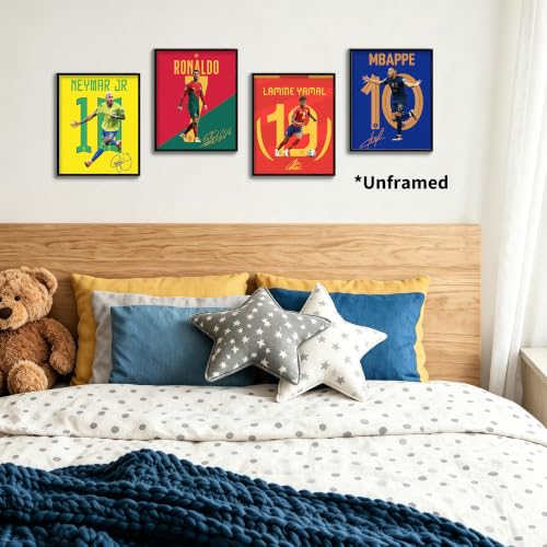 Soccer Wall Art Poster Set - 5 Unframed Prints, 8x10 Inches - Multicolor 1545