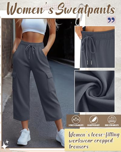JoyMotion 3 Pack Women’s Cargo Capris Gray/Blue, Light Gray, Black X-Large