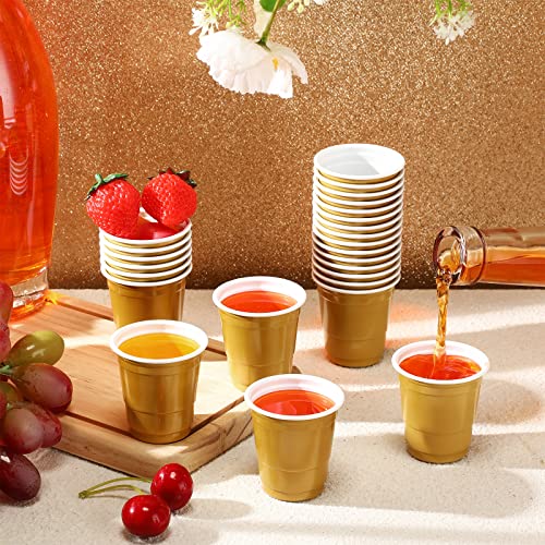 Roshtia 100 Pack 2 Oz Plastic Shot Glasses,Gold