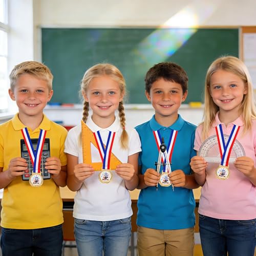 Math Award Medals - 30PCS Gold Winner Medals with Neck Ribbons