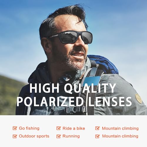 Polarized Sports Sunglasses Men B12 Brown Blue UV400 Wrap Around Goggles
