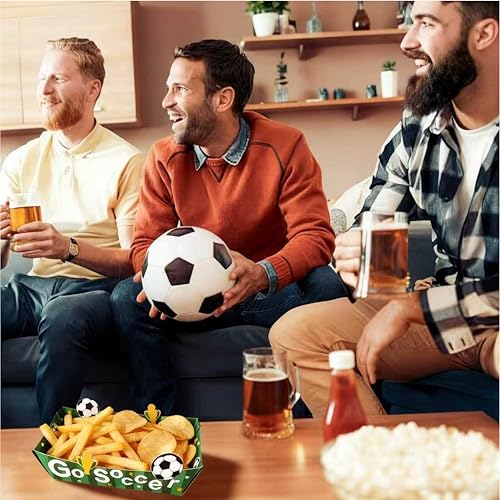 Soccer Plates Set - 36 Pack Eco-Friendly Disposable Trays - Green
