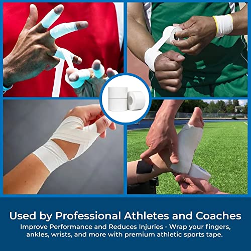 Athletic Sports Tape - 3 Adhesive Rolls, Skin Friendly, 1.5" x 15 Yards - White
