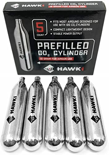 12 Gram CO2 Cartridges - 5 Pack for Air Guns, Airsoft & Paintball