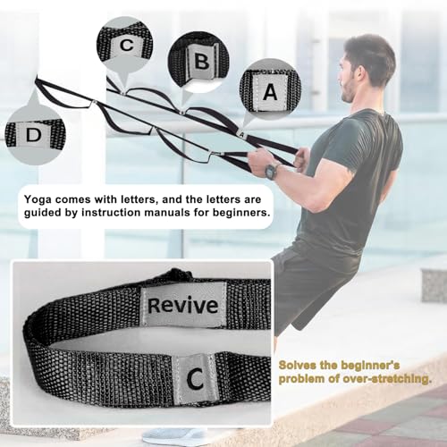 Yoga Stretching Strap with 10 Loops - Non-Elastic Physical Therapy Band - Black