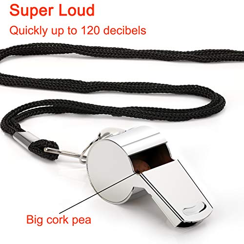 Stainless Steel Whistle with Lanyard - Very Loud - Silver B