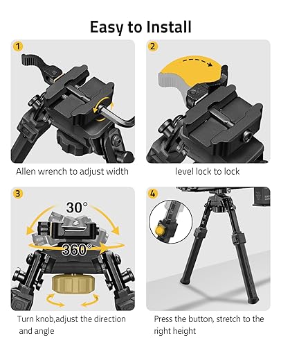 Adjustable Rifle Bipod with Quick Release - Black