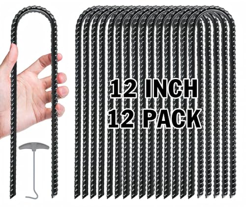 Trampoline Ground Stakes - Heavy Duty U-Shaped 12 Inch, 12 Pack