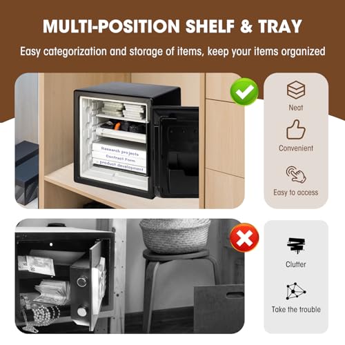 Compatible with SentrySafe SFW082 and SFW123 Fireproof Safes, Tray and Shelf Insert, Safe Tray and Shelf Accessory - Keep Your Belongings Organized
