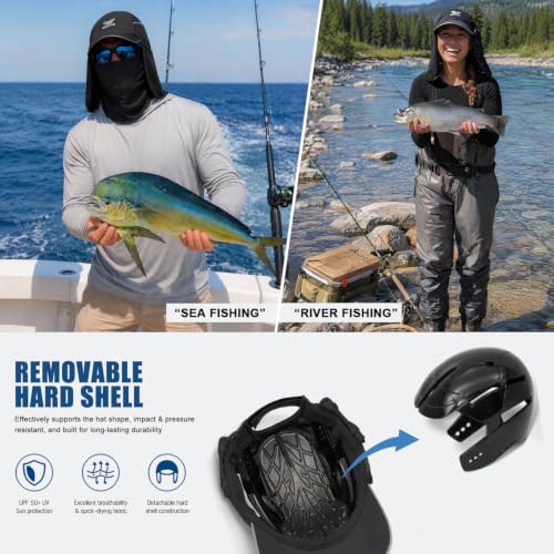 BeBeFun Black Surf Helmet Hat - Hiking & Fishing Bump Cap, Medium