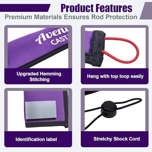 Neoprene Fishing Rod Sleeve - 75 Inch Casting - Purple