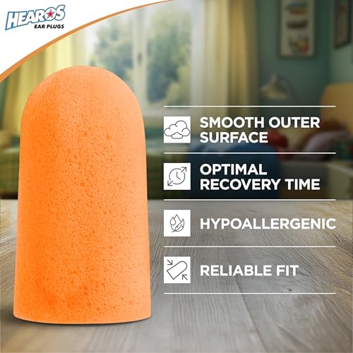 HEAROS Nanos Earplugs, X-Small, NRR 28, 100 Pair, PU Foam, Extreme Comfort, Orange (5891)