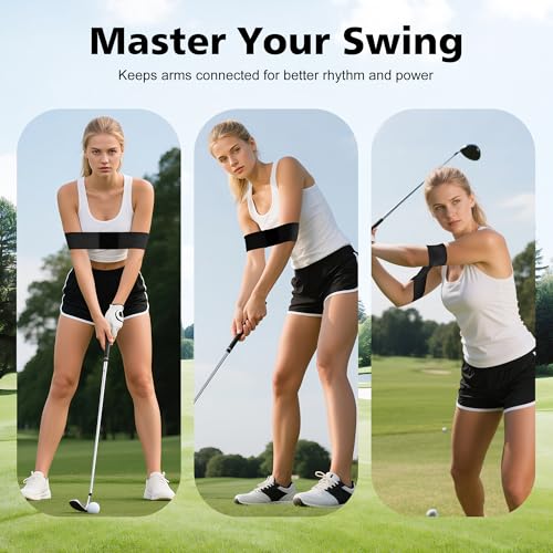 2 Pack Golf Swing Training Aid - Adjustable Arm Sync Band for Mechanics