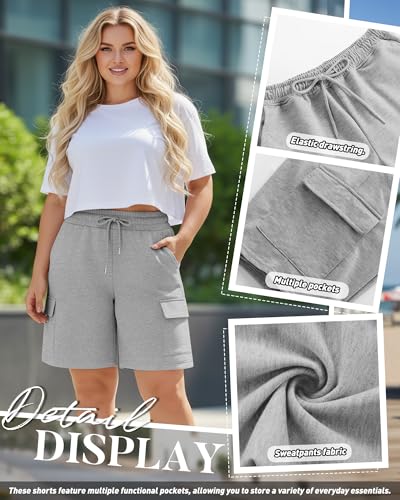 Neer Women's Plus Size Cargo Bermuda Shorts 3-Pack - Black, Gray 4X-Large