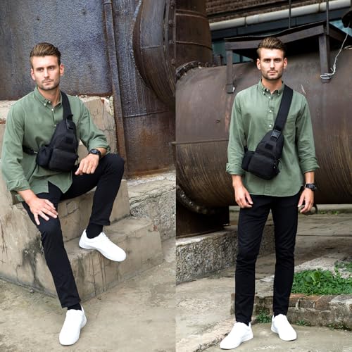 ZHIERNA Black Tactical Sling Bag for Men with MOLLE System - Crossbody Backpack