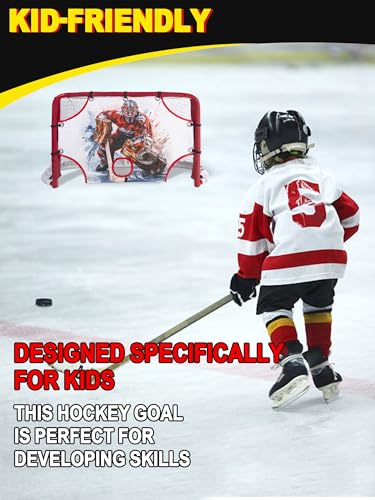 Mini Steel Hockey Net with Shooter Tutor - 30" x 20"