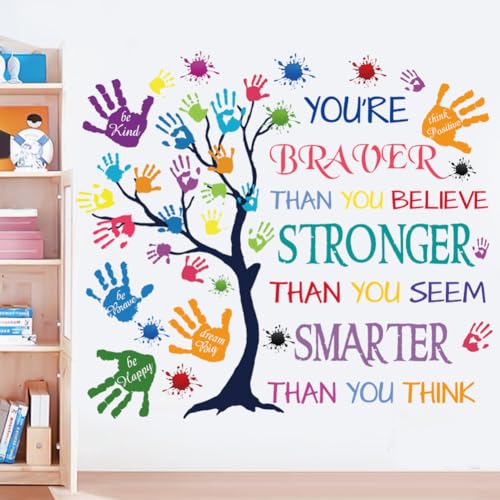 Colorful Motivational Quote Wall Decal - You're Braver, Stronger, Smarter