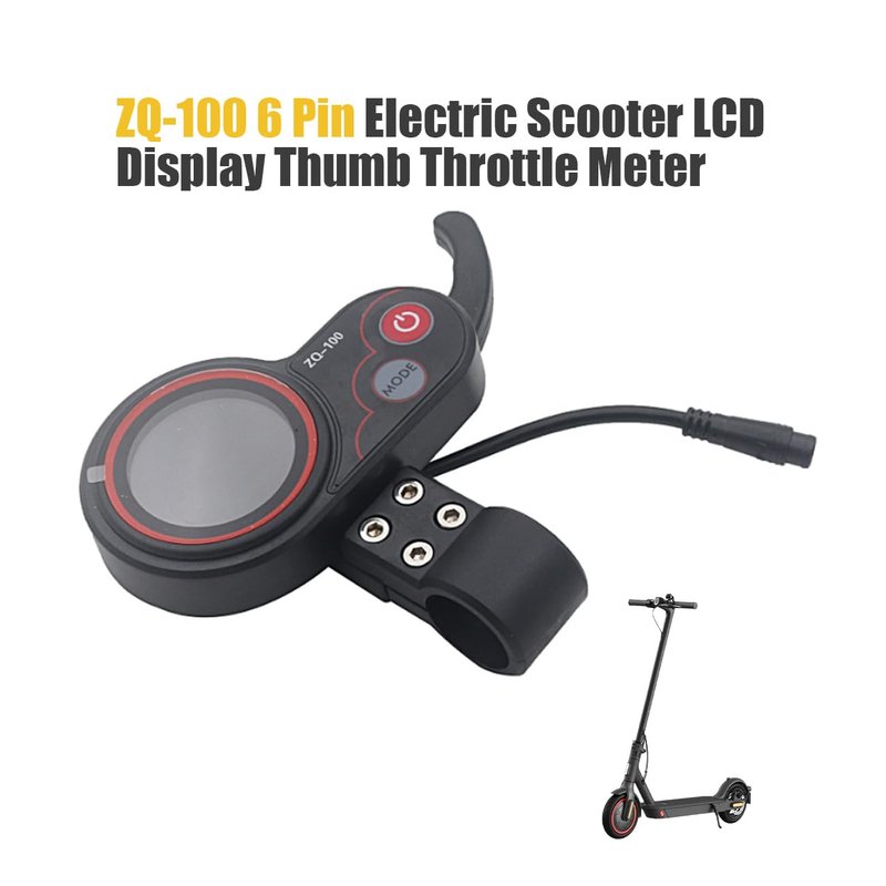 Wokyo ZQ-100 6 Pin Electric Scooter LCD Display Throttle Meter, Communication Instrument for Electric Scooter Controller, Electric Scooter Display Panel with Thumb Throttle Control