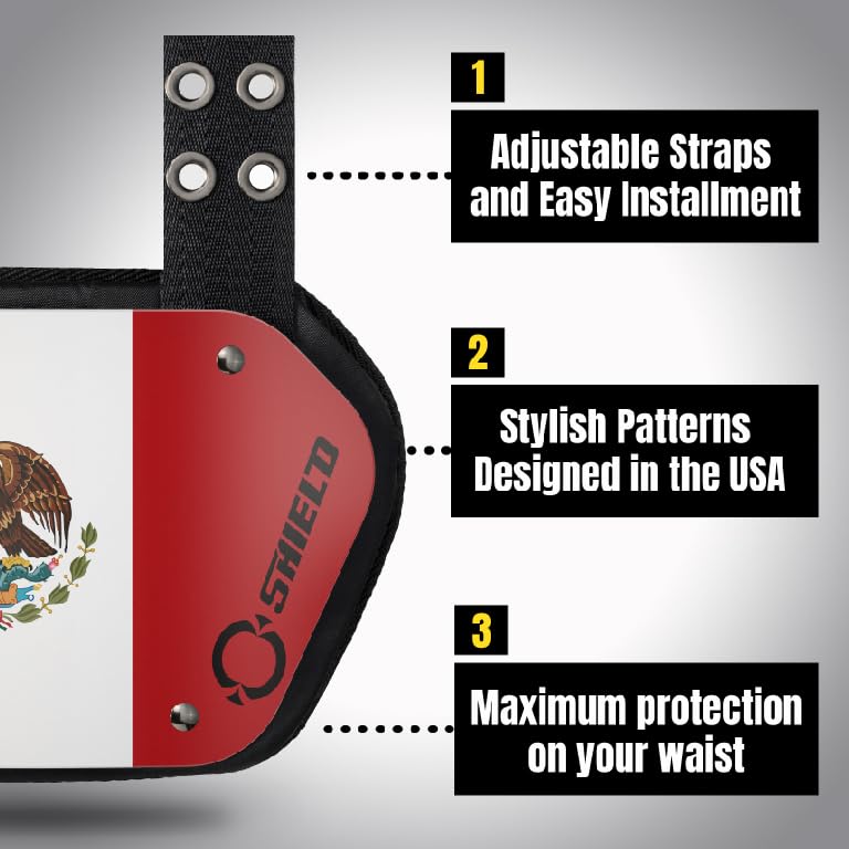 Youth Mexican Flag Football Backplate for Shoulder Pads - Lower Back Coverage