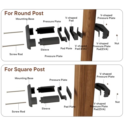 Baby Gate Banister Adapter, 2Pcs Applied to Mesh & Iron Gates, Fit Square/Round Railings, No-Drilling Mounting Stair Banister Protector, Black