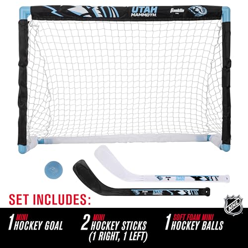 NHL Mini Hockey Set - Indoor Knee Hockey Goal with Sticks & Ball - Utah Mammoth