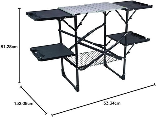 GCI OUTDOOR Slim-Fold Cook Station - Portable Folding Kitchen Table with Heat Resistant Top & 4 Side Tables