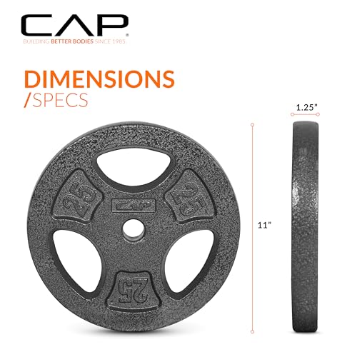 CAP Standard 25 lb Cast Iron Weight Plate Pack - Black, 1-Inch Grip