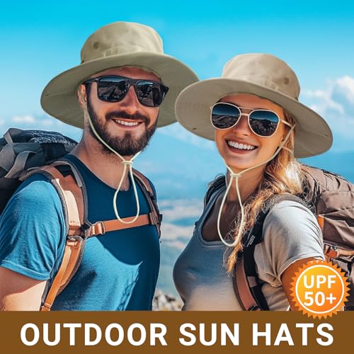Sun Boonie Hat for Men - UPF 50+ Bucket Hat - Classic Khaki