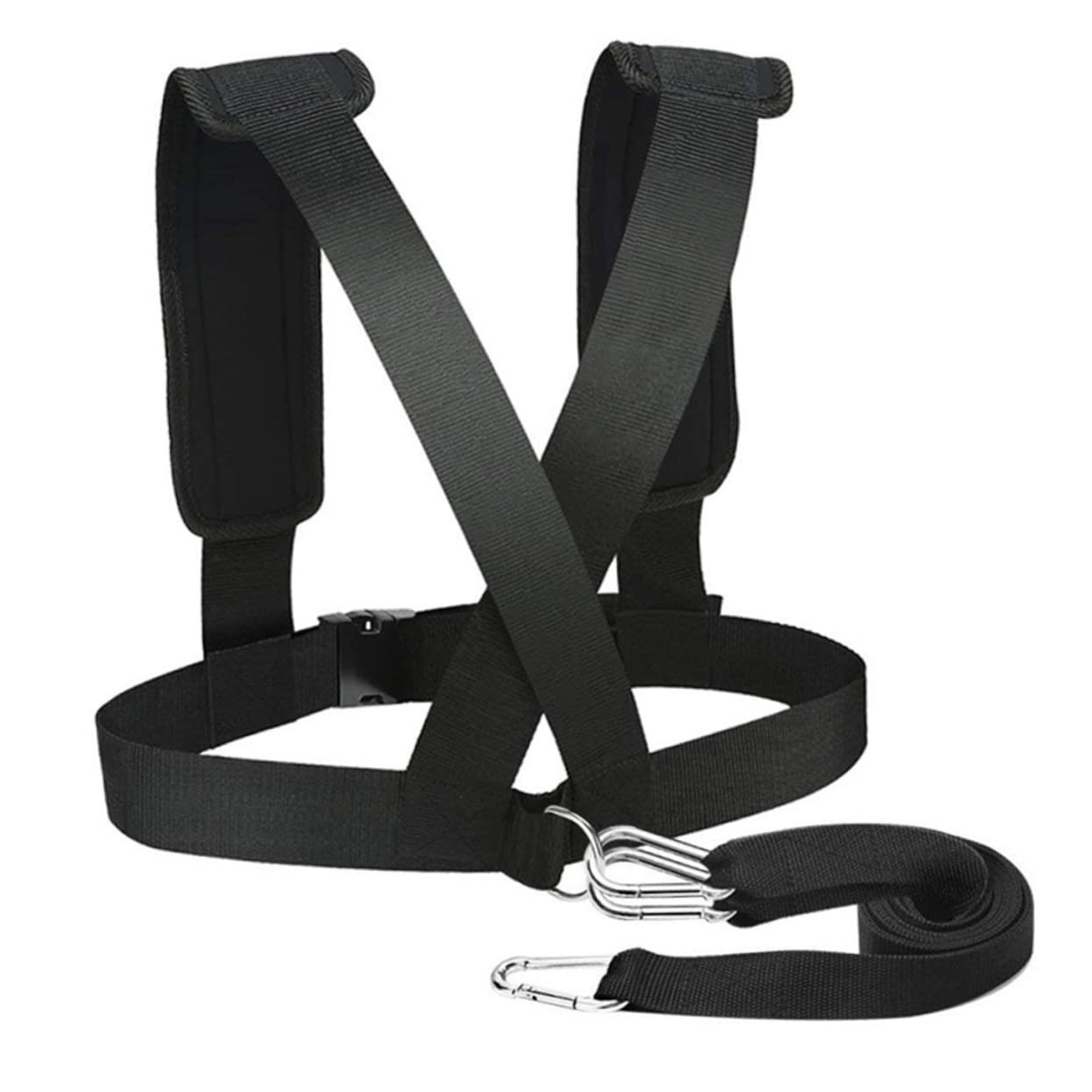 SUPVOX Weight Bearing Supporter Belt with Adjustable Buckle and D-Ring Hooks for Running Training and Strength Workout Heavy Duty Resistance Training Equipment Vest Strap for Gym