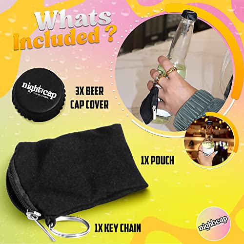 Anti-Spiking Drink Protector - Nightcap Beer Bottle Cover - Black