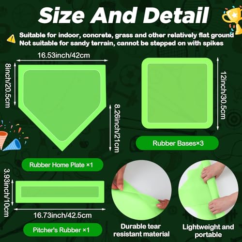 Baseball Bases and Home Plate Set - Fluorescent Green