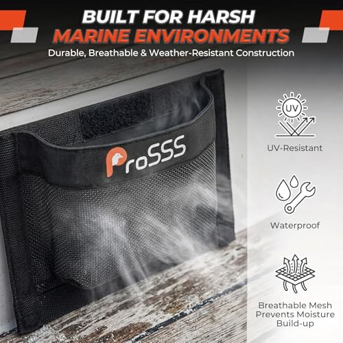 ProSSS 4pc 10x7in Self-Adhesive Marine Mesh Storage Bags – Waterproof Tool & Accessory Organizer
