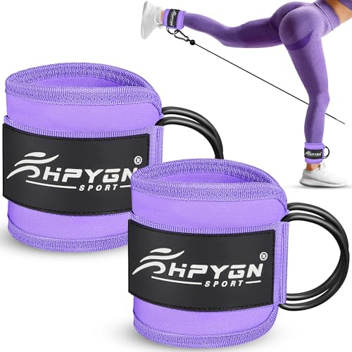 Padded Ankle Strap for Cable Machine - Purple Pair