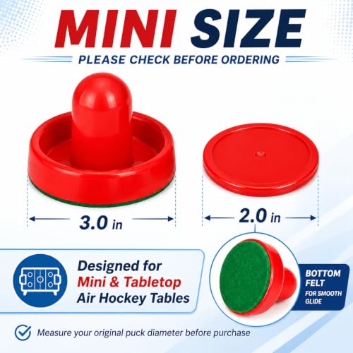 Mini Air Hockey Pucks and Paddles - Red Replacement Set