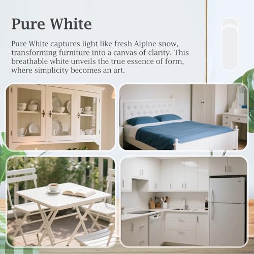 Wood Furniture Paint for Cabinets, Doors, Tables, Chairs and Dressers All In One Refinishing Matte Wood Paint Kit Water-Based No Need Prime No Varnish Easy to Use 6.35oz-1 Pack (Pure White)