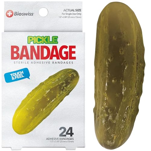 Pickle-Shaped Adhesive Bandages - Latex Free, 24 Count