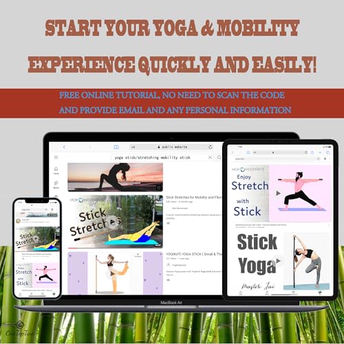 5ft Yoga Stick - Natural Bamboo with Non-Slip Black Ends