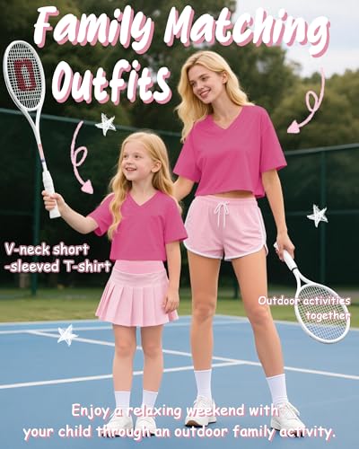 Girls Oversized V-Neck Crop Top - Breathable Athletic Shirt for Teens