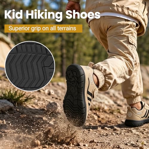 TARANIS Toddler Waterproof Kids Hiking Shoes 10.5 Apricot Outdoor Sneakers