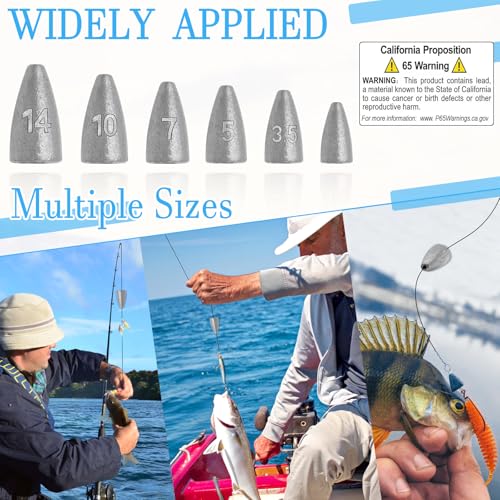 1/16oz Bullet Weights Sinkers - 50Pcs for Bass Fishing
