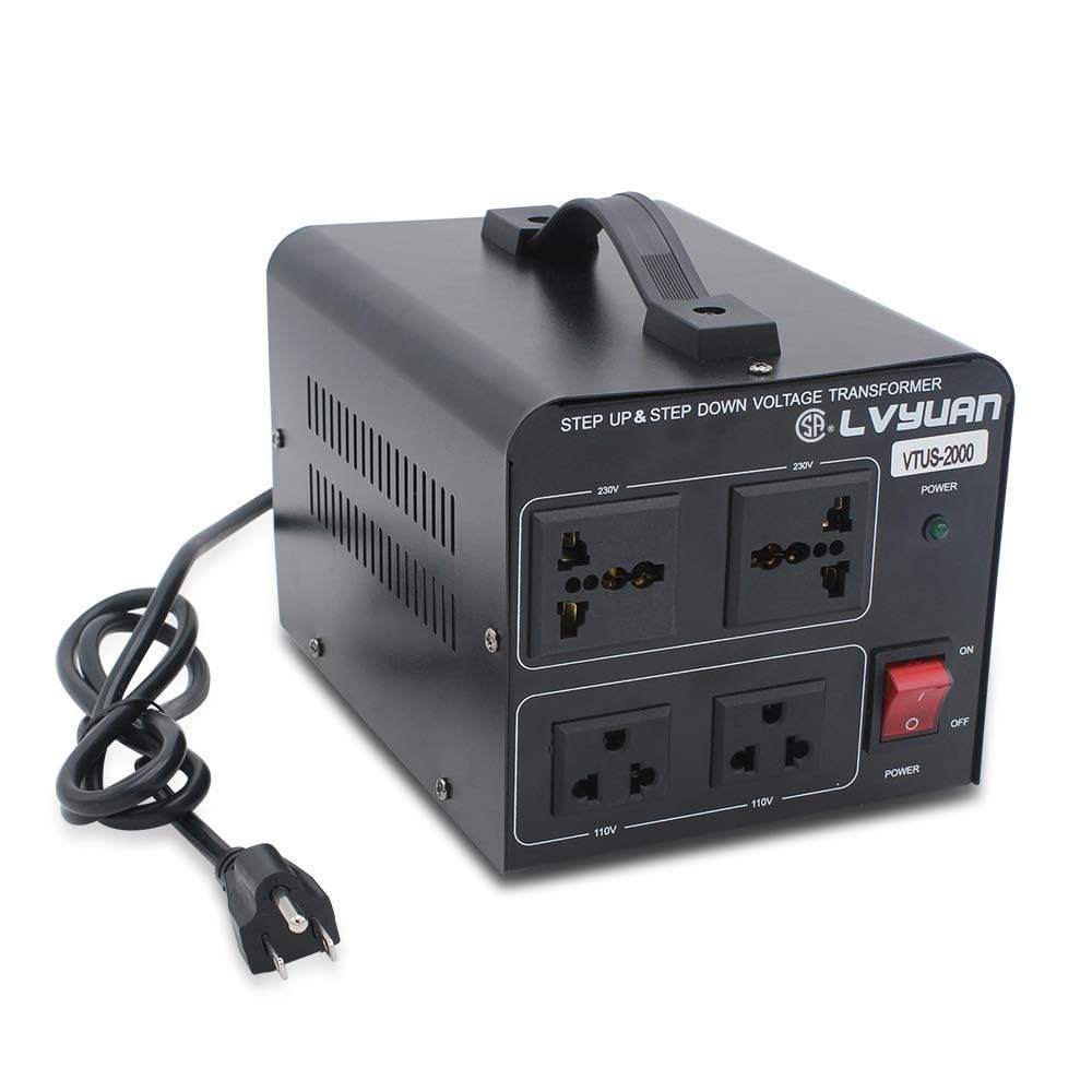 Cantonape Voltage Transformer Converter 2000 Watt Step Up/Down Convert from 110-120 Volt to 220-240 Volt and from 220-240 Volt to 110-120 Volt with 2 US Outlets, 2 Universal Outlets