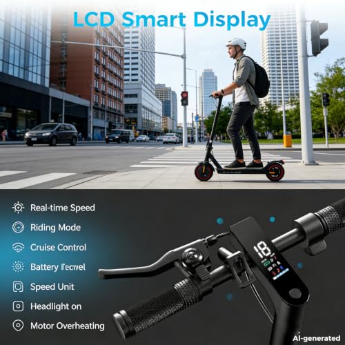 Electric Scooter for Adults - 500W Motor, 21 Miles Range, Black-Red