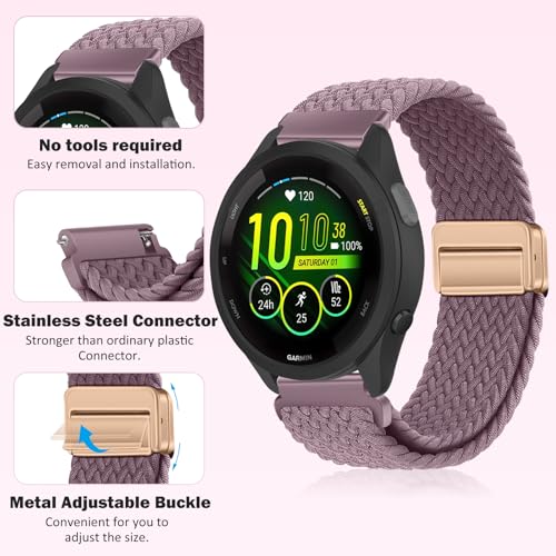 18mm Braided Nylon Watch Band for 41mm Smartwatches - Purple
